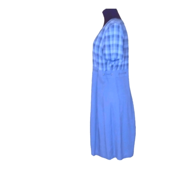 S.l Fashion dress vintage multi blue maxi with shoulder pads, size medium. - Picture 7 of 9